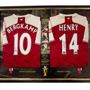 INVINCIBLES! Thierry Henry and Dennis Bergkamp signed shirts complete with Frame