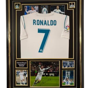 Cristiano Ronaldo of Real Madrid Signed Photo and Shirt Display *SALE as smudge to autograph*