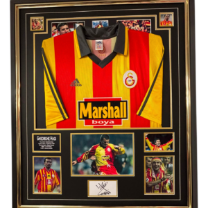 Gheorghe Hagi Signed Display with Shirt GALATASARAY lEGEND