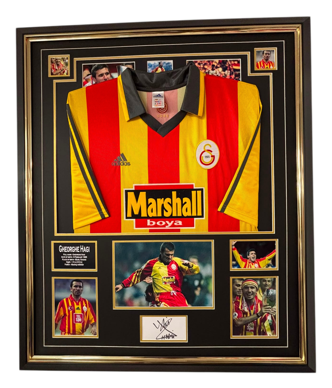 galatasaray signed hagi display with shirt jersey