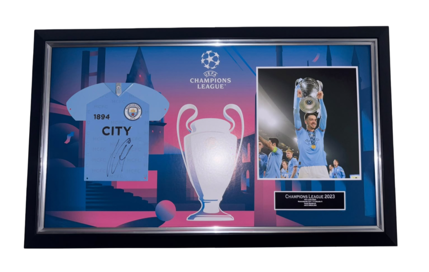 jack grealish signed mini shirt display