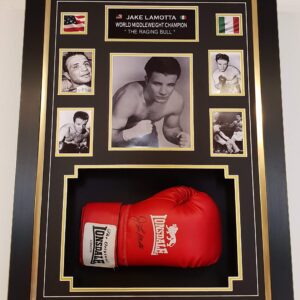 Framed RAGING BULL Jake Lamotta Signed Boxing Glove