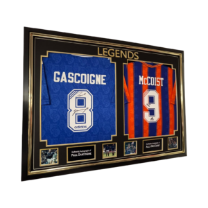 Framed Paul Gascoigne and Ally McCoist of Rangers Signed Shirt.