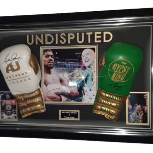 Framed Authenticate Anthony Joshua and Tyson Fury Signed Boxing Gloves