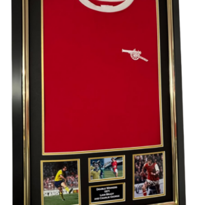 Framed Charlie George and Liam Brady Signed Arsenal 1971Display with Shirt