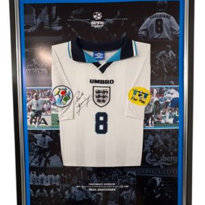 Authenticated Paul Gascoigne of England Signed Shirt Euro 96 Display