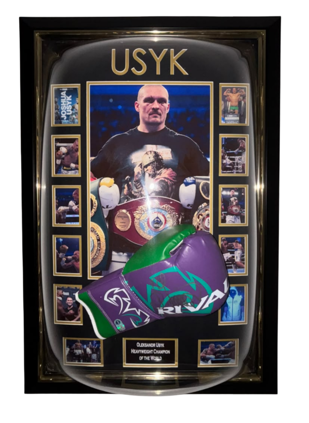 usyk signed framed glove