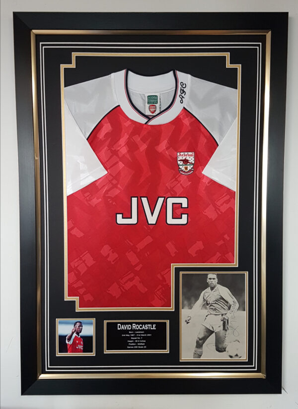 David Rocastle Signed Photo and Shirt Autographed Display