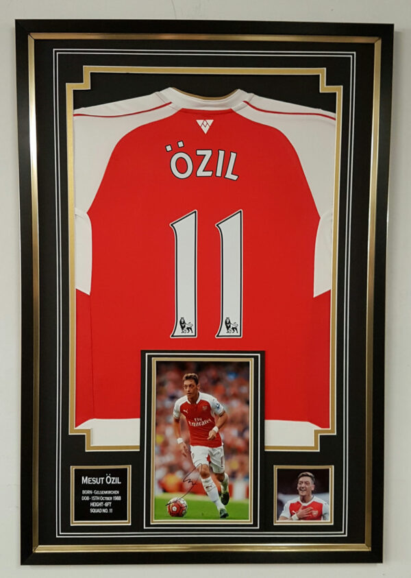 Mesut Ozil of Arsenal Signed Photo with Shirt Autograph Display