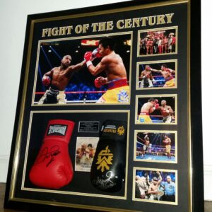 Manny Pacquiao vs Floyd Mayweather signed gloves