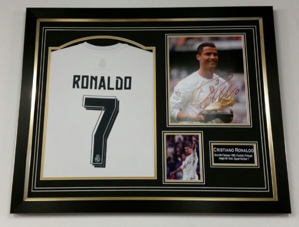 Cristiano Ronaldo of Real Madrid Signed Photo and Shirt Display