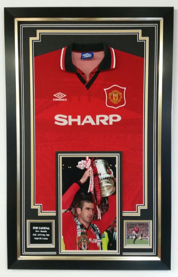Eric Cantona of Manchester United Signed Photo and Shirt Display
