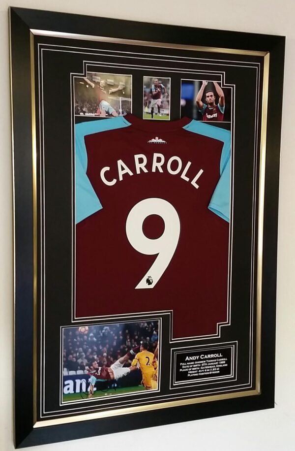 WEST HAM Signed Andy Carroll Photo and Shirt