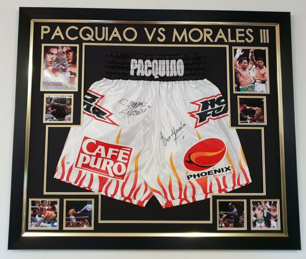 Manny Pacquiao and Erik Morales Signed Shorts