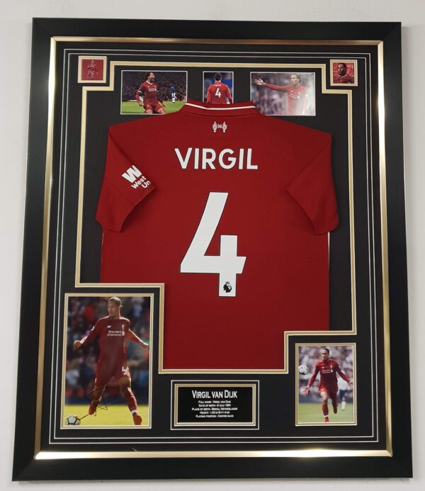 VIRGIL Van Dijk of Liverpool Signed Photo and Shirt Display