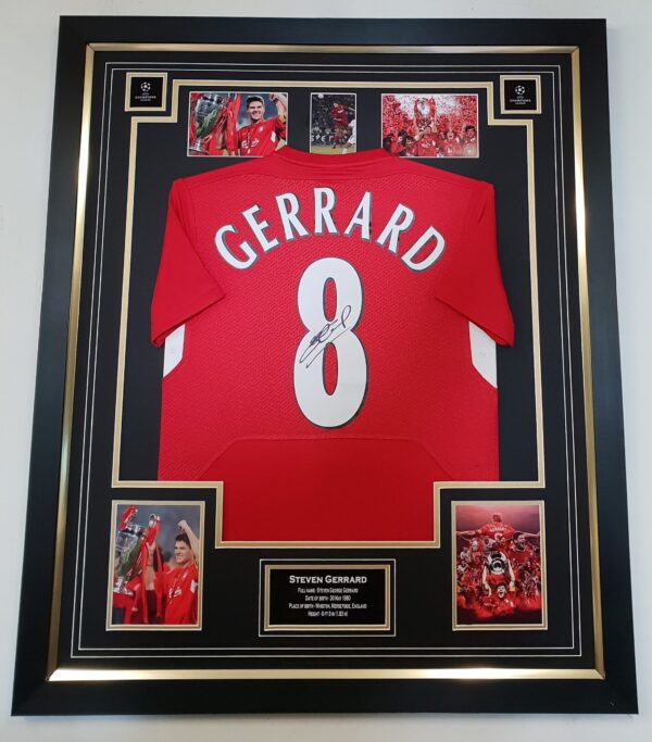 Steven Gerrard of Liverpool Signed and Framed Shirt