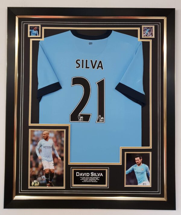 David Silva Signed PHOTO and Shirt Display