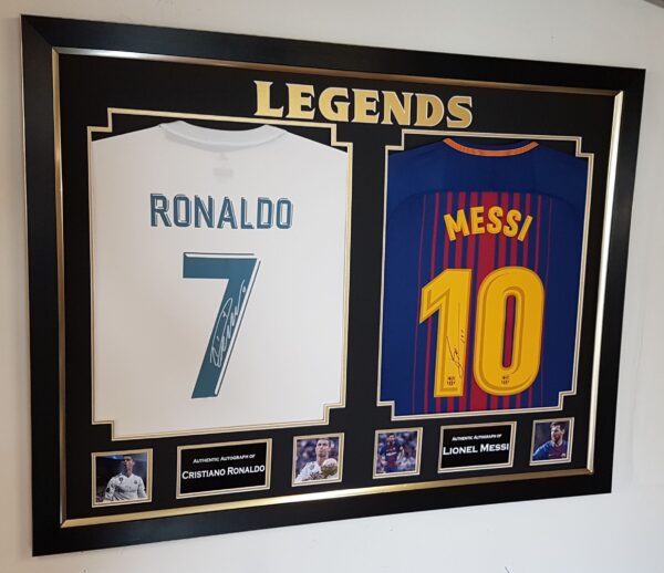 Lionel Messi of Barcelona AND Cristiano Ronaldo of Real MAdrid Signed Shirts