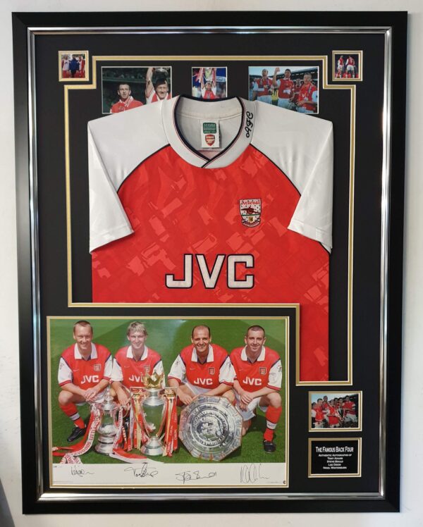 Arsenal Famous Back four Autographed Photo and Shirt Display