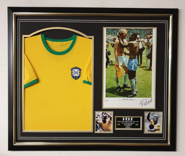 Pele Signed Photo with Brazil Shirt