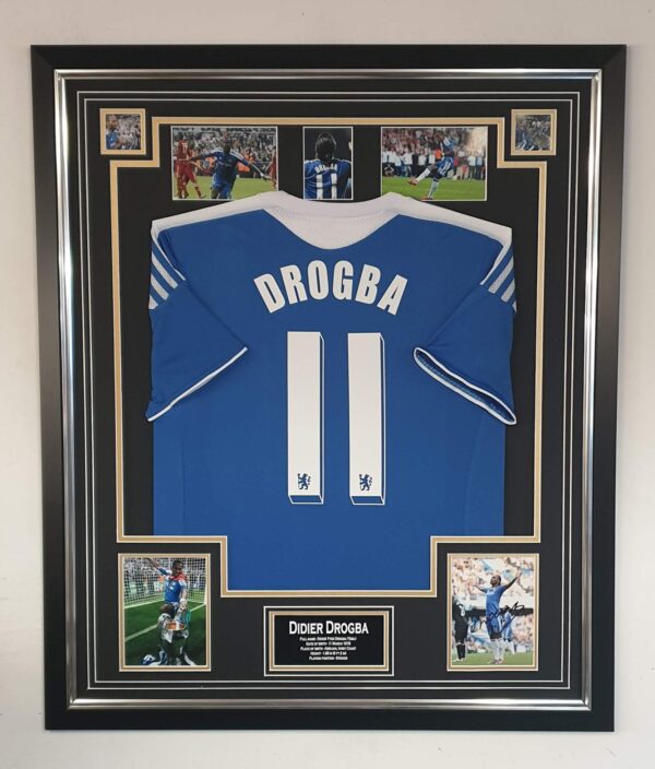 Didier Drogba of Chelsea Signed Photo with Shirt Display