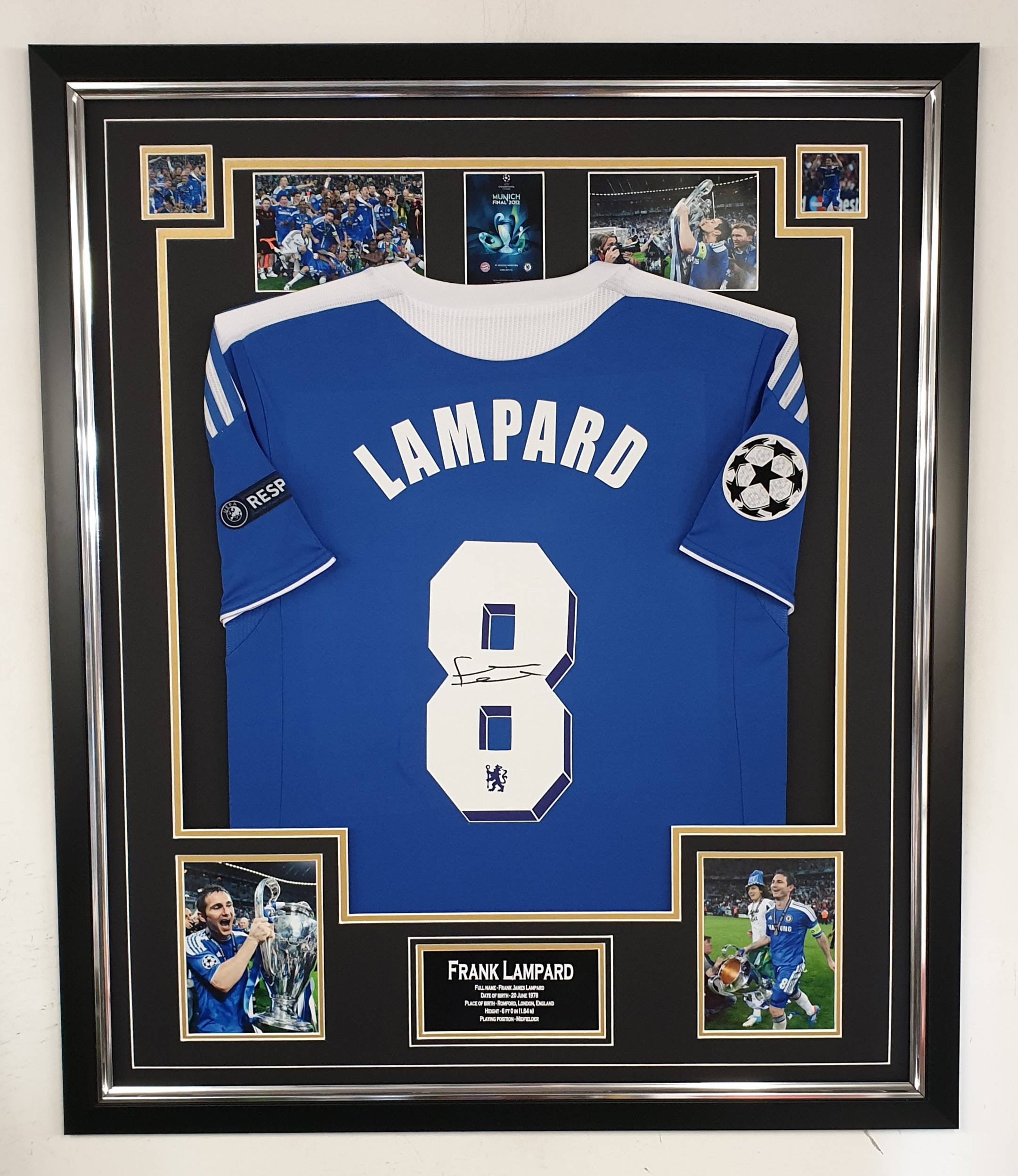 Frank Lampard of Chelsea Signed Shirt 2012 Champions League Winners Display