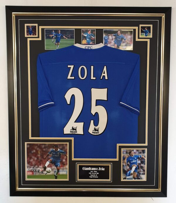 Gianfranco Zola of Chelsea Signed Photo with Shirt Display