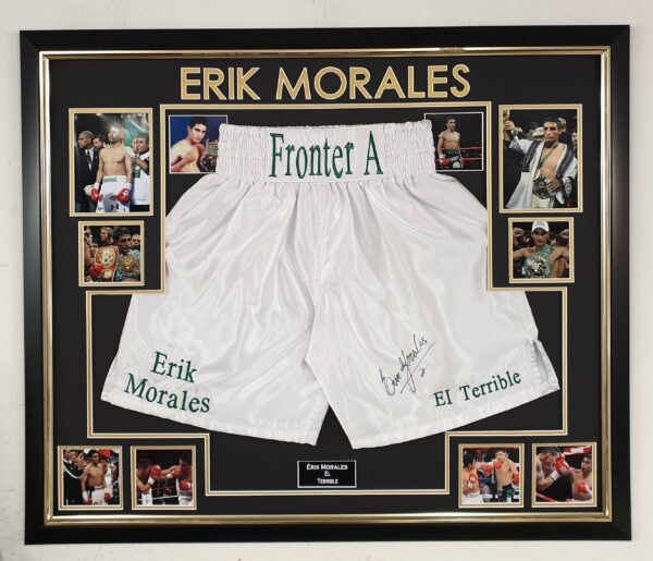 Erik Morales Signed and Framed Boxing Shorts