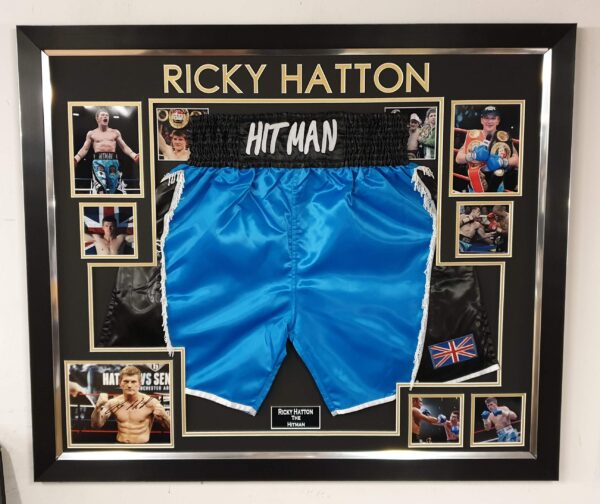 Ricky Hatton Signed Photo and Boxing Shorts