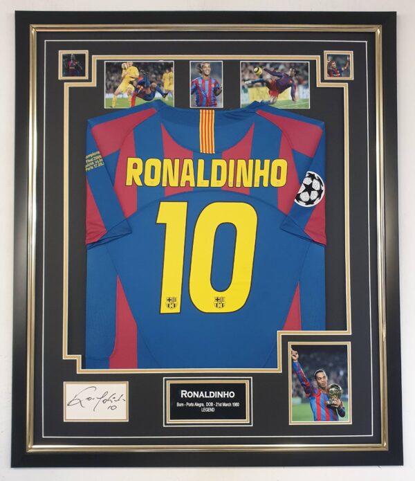Ronaldinho of Barcelona Signed Display with Shirt