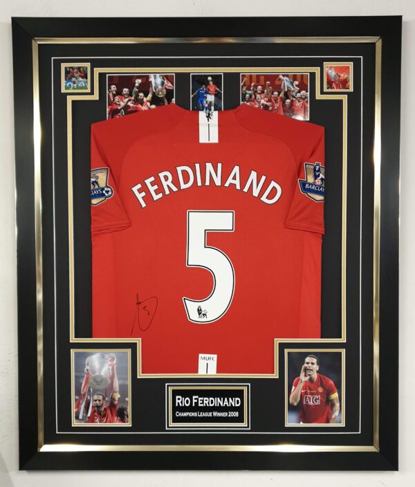Rio Ferdinand Of Manchester United Signed Shirt 2008 Display