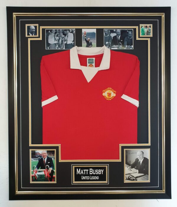 Sir Matt Busby of Manchester United Signed Display with Shirt