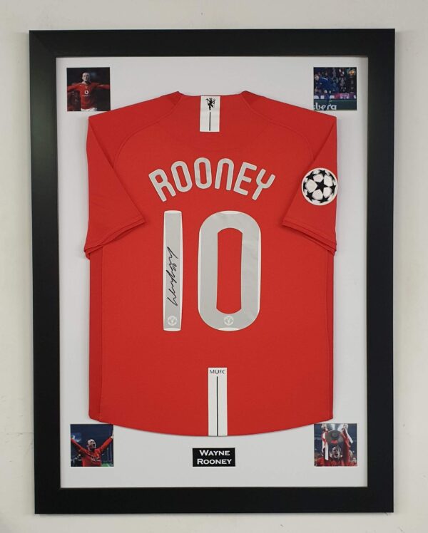 Wayne Rooney of Manchester United Signed Shirt 2008 Champions League Display