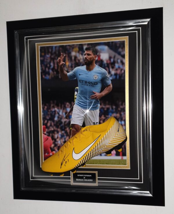 Sergio Aguero of Manchester City Signed Football Boot