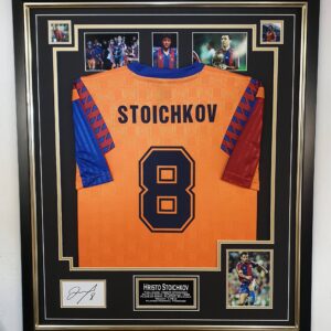 Hristo Stoichkov of Barcelona signed Display with Shirt