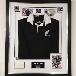 Jonah Lomu of THE ALLBLACKS Signed Display with Jersey